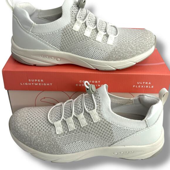 NEW Easy Spirit Knit Slip On Sneaker Size 6.5 Light Gray Comfort Walking Shoe - Picture 4 of 9